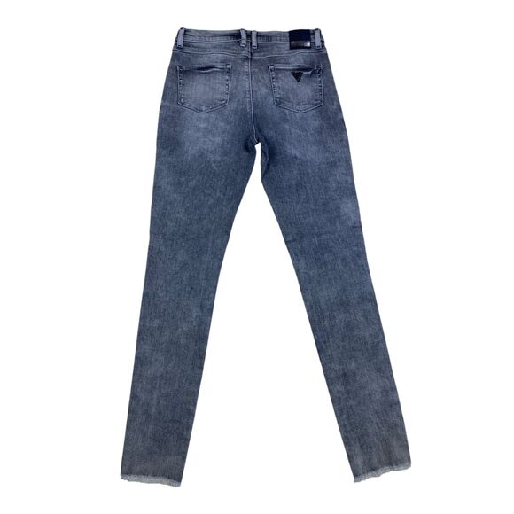 GUESS High-Waist Skinny Jeans Women’s Size 16 Gray Wash Distressed Hem Slim Fit - Picture 3 of 9